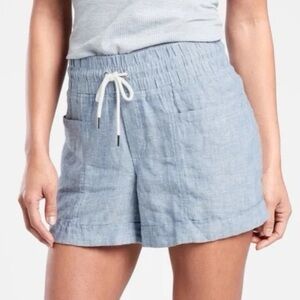 ATHLETA NWT Cabo Linen 4" Short Chambray Blue Pull-On Draw String Sz 10